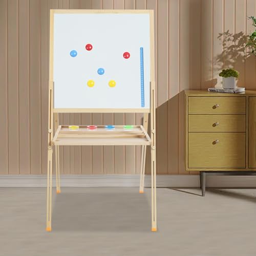 Magnetische Kinder Staffelei, Höhenverstellbar Doppelseitige kindertafel, Kunst-Staffelei, Staffelei für Kinder, Kinder Spiel-Tafel aus Holz, für Kunstaktivitäten, Klassenzimmer, Familien von ARBGO