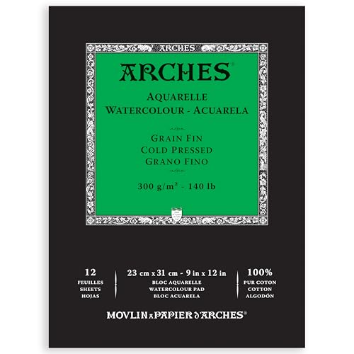 ARCHES Block Enc 23 x 31 12H Aquarelle 100% fein 300 g weiß von Canson