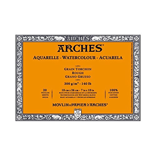 ARCHES - Aquarellpapier - Raue Koernung - 18 cm x 25,5 cm - 300 g/m4 von ARCHES