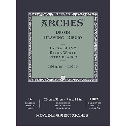 ARCHES Dessin Klebeblock, 100% fein, 180g, Größe 23x31, 16 Blatt, reinweiß von ARCHES