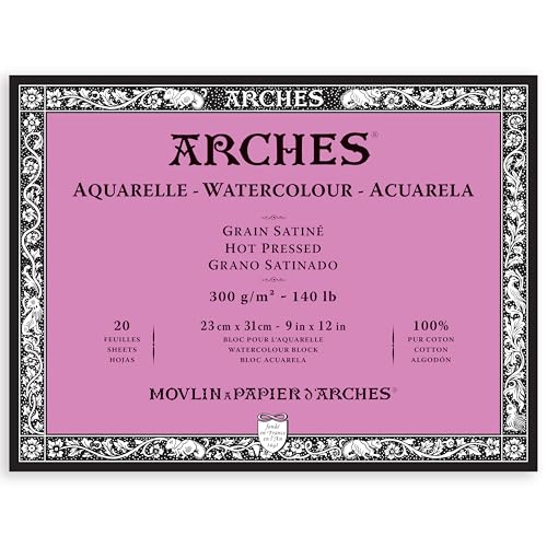 ARCHES Aquarelle 100% Satin 300 g Block verleimt 4 l 23 x 31 20 Blätter Naturweiß von ARCHES