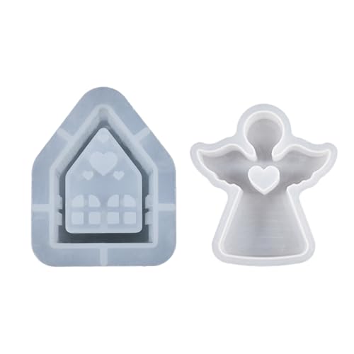 ARCHWANG 2 Stück Silikonformen Gießformen Häuser,3D Silikonform Haus,Silikonform Kerzenhalter,Silikonform,Weihnachten Gießformen Silikon,Gießform Haus Gips Zum für DIY Dekoration von ARCHWANG