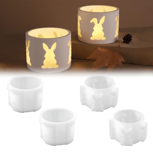 ARCHWANG Silikonformen Gießformen Ostern, 2 Stück Silikonform Ostern Hase Silikonform Kerzenhalter Giessformen Silikon Ostern Silikonform Osternhase Teelichthalter Silikon Gießform Ostern für Handwerk von ARCHWANG