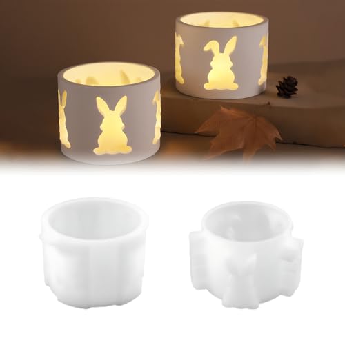 ARCHWANG Silikonformen Gießformen Ostern, 2 Stück Silikonform Ostern Hase Silikonform Kerzenhalter Giessformen Silikon Ostern Silikonform Osternhase Teelichthalter Silikon Gießform Ostern für Handwerk von ARCHWANG