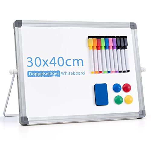 ARCOBIS Magnetic Whiteboard Abwischbar für Schreibtisch,Magnetische Tragbare Doppelseitig Beschreibbar Staffelei White Board mit Ständer(30 x 40cm) von ARCOBIS