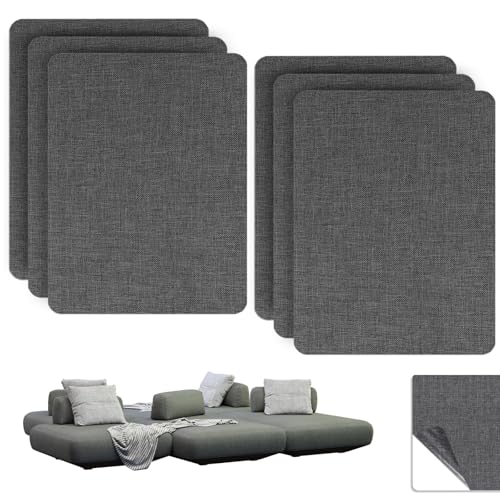 Flicken Selbstklebend Stoff, 6 Stück Reparaturpatch für Sofastoffe, 10 x 15,5 cm, Leinenstoff Reparaturflicken, Selbstklebende Patches, für Sofa Zelt Möbel Autositz Liege, Dunkelgrau von ARCPNRT