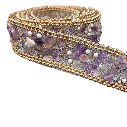 Kleidungsspitzenzubehör, 2,4 cm Strass-Spitzenaufkleber Bohren Kleidung Taschen Hüte Schuhe Zubehör DIY Strasskette Klebenetz Bohren(Purple) von ARDZLALS