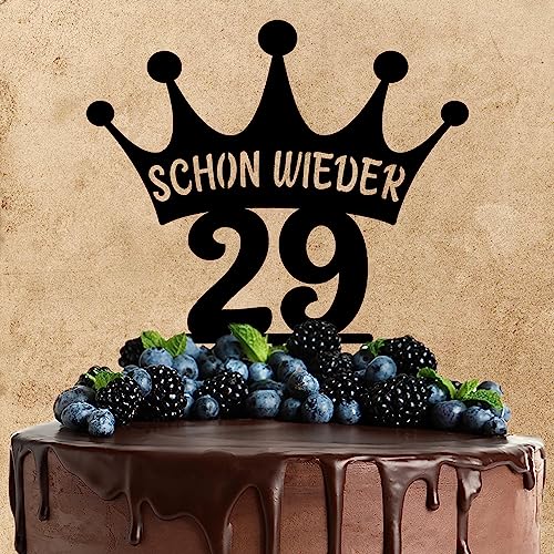 Cake Topper aus Acryl für den Geburtstag | schon wieder 29 | Kuchendeko Tortenstecker | schwarz | Kuchendekoration und Tortenschmuck 100% Made in Germany von AREA17