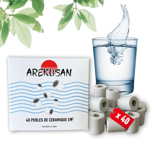 AREKUSAN 40 EM Keramikperlen Grau | Natürliche Filterung von Leitungswasser | Luftreiniger und Kalkfilter, Chlor für Waschmaschine, Geschirrspüler, Aquarien, Kaffeemaschine, Wasserkocher, Karaffe von AREKUSAN