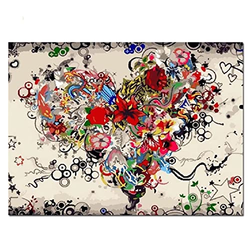 AREPAS DIY Diamant Gemälde Malen Nach Zahlen Kit Graffiti-Blumen-Herz 40x80cm Diamond Painting Bilder, Groß 5D Diamant Painting Kit, Vollbohrer Kristall Stickerei Mosaik Gemälde für Wand Dekoration von AREPAS