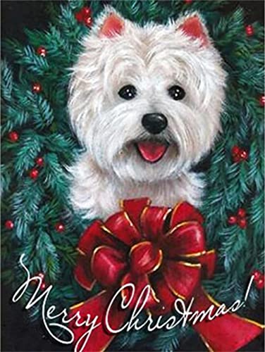 DIY Diamant Gemälde Malen Nach Zahlen Kits West Highland White Terrier 20x25cm Diamond Painting Bilder, 5D Diamant Painting Kit, Vollbohrer Kristall Strass Stickerei Mosaik Gemälde für Wand Dekoration von AREPAS