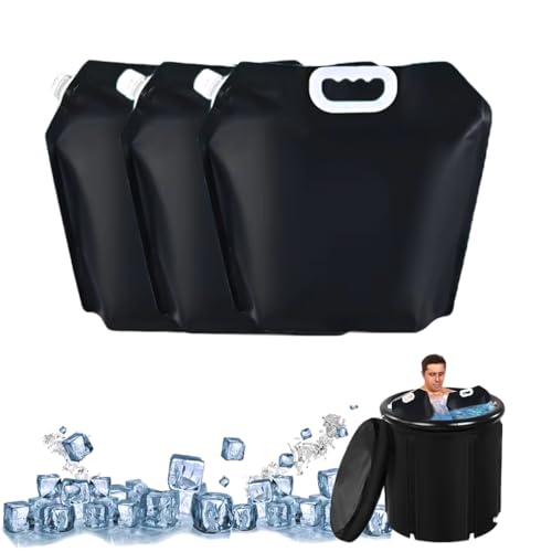 ARIESEE Eisbadbeutel, 5 l, schwarz, wiederverwendbar, für Badewanne, Gefrierschrank, Wasserbeutel, tragbare Eisformbeutel für Eisbäder zu Hause, Kalttauchwannen-Zubehör, Wasserkühler, Eisfass von ARIESEE