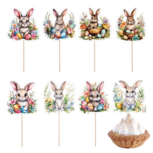 ARIOU Cupcakes Kaninchen Toppers Oblaten Reispapier Kuchen Toppers Osterhase Cupcake Toppers Kucheneinsatz Bunny Dekoration Happy Easter Bunnies Dessert Toppers Dekoration von ARIOU