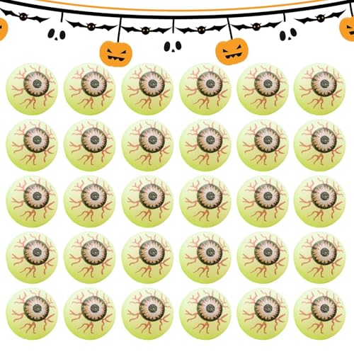 ARIOU Halloween-Augäpfel – Halloween-Hüpfbälle | 30 Stück Leuchtende Augäpfel | Halloween Leckerlibeutelfüller | Halloween-Augenkugeln | Augäpfel Für, Mädchen, Nachtrollen, Werfen, Fangen von ARIOU