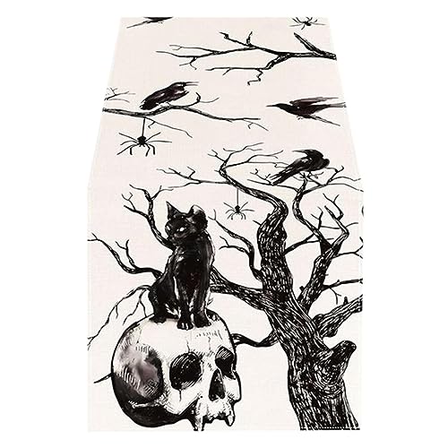 ARIOU Halloween-Stoff-Tischdecke, Kürbis-Geistertisch, Geister-Skelett-Tisch, Halloween-Tischdekoration, Tischdecke für Halloween, 185,4 x 33 cm Tischdecke von ARIOU