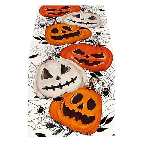 ARIOU Halloween-Stoff-Tischdecke, Kürbis-Geistertisch, Geister-Skelett-Tisch, Halloween-Tischdekoration, Tischdecke für Halloween, 185,4 x 33 cm Tischdecke von ARIOU