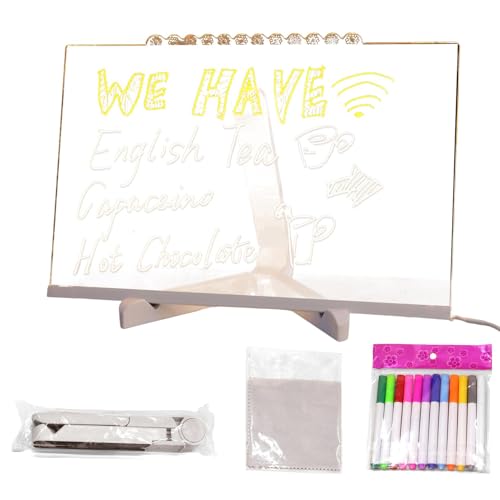 Farben Der LED-Notiztafel | Acryl-LED-Trockenlöschtafelleuchte | Beleuchtete Nachrichtenmarkierungstafel Aus Acryl | Glow-Memo-Notiz | Wiederbeschreibbares LED-Acryl-Zeichenbrett Für Shop, Café, Bar, von ARIOU