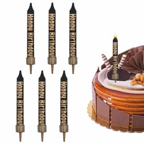 Geburtstagskerzen - Geburtstagskuchen Kerzen - Goldkerzen Geburtstagskuchen | 6 Stück Lange Dünne Geburtstagskerzen | Diagonale Streifen Kerzen für Cupcake Hochzeitstorte Geburtstagstorte Kuchen von ARIOU