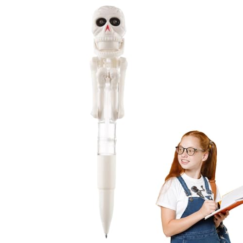 Halloween Skelett Stift | Halloween Skelett Stift | Spielzeug Skelett Boxstift mit LED-Licht | Erwachsene und Kinder Kugelschreiber Ergonomischer Griff für Schlafzimmer, Klassenzimmer, Schlafsaal von ARIOU