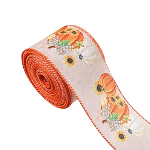 Thanksgiving-Band, Kürbisband, Thanksgiving-Geschenkverpackungsband, 6 cm, 4,5 m, Halloween-Geschenkband, Ahornblatt-Kürbisbänder zum Basteln, Kranzherstellung, Thanksgiving-Dekorationen von ARIOU