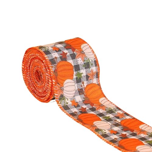 Thanksgiving-Band, Kürbisband, Thanksgiving-Geschenkverpackungsband, 6 cm, 4,5 m, Halloween-Geschenkband, Ahornblatt-Kürbisbänder zum Basteln, Kranzherstellung, Thanksgiving-Dekorationen von ARIOU