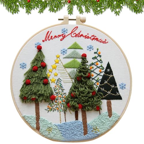 Weihnachts-Sticksets – Kits Weihnachten | Weihnachtssets für Erwachsene | Stiche Ornamente | Tragbare Weihnachtssets Nadelspitzen-Set für Anfänger, Erwachsene und Kinder von ARIOU