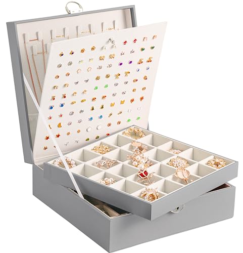 ARIYIBO Große Schmuckschatulle für Ohrringe, Ohrringe, 50 Fächer, Schmuckschatulle für Ohrringe, Halsketten, Ringe, Damen-Ohrstecker-Halter, Organizer-Box, Schmuck-Organizer, Ohrringe, von ARIYIBO