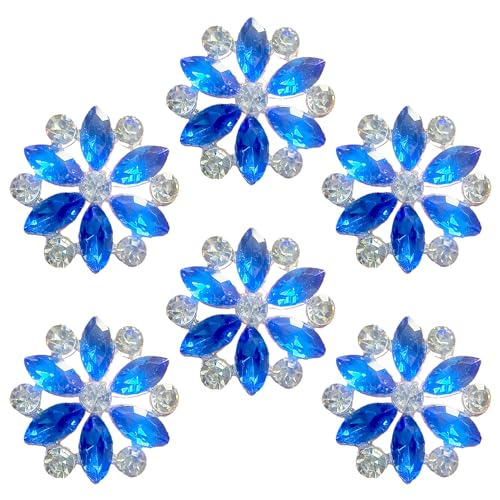 ARJDXDP 6 PCS Glänzende Blume Strass Knöpfe, Strass Ösenknöpfe Kristall Blume Form Knopf, 26mm Pflaume Kristall Verzierungen Nähen auf Knöpfe mit 1 Loch Schmuck Dekorationen für Hochzeitsdekoration von ARJDXDP