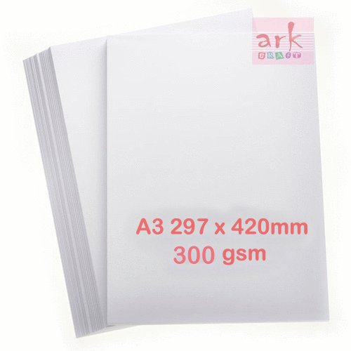 ARK Karton, 300 g/m², A3, 297 x 420 mm, Weiß, 100 Blatt von ARK