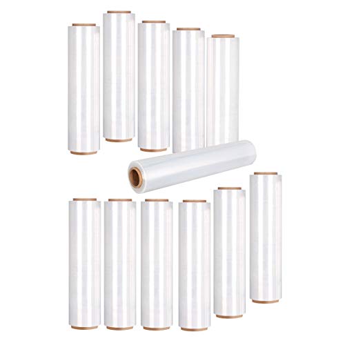 12 Rollen Stretchfolie 500mm x 250m Transparent Palettenfolie zur Stabilisierung und Sicherung von Paletten Handstretchfolie mit hoher Reißfestigkeit Verpackungsfolie Hand Folie Wickelfolie 12 Rollen von ARLI