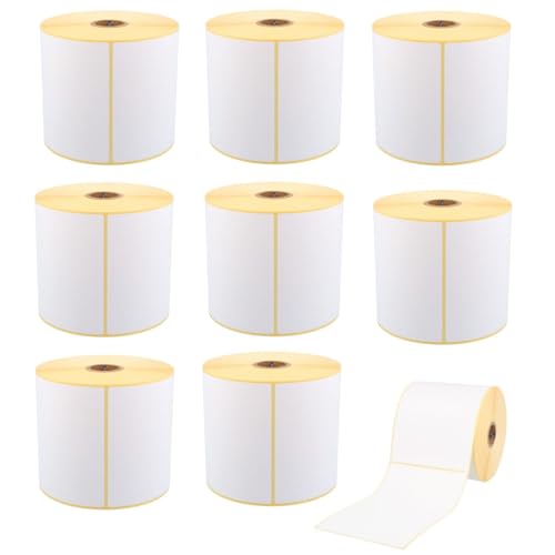 9x Thermo Etiketten 100 x 150 mm / 500 Stück pro Rolle Kern 25,4 mm Thermoetiketten mit Perforation permanent haftend selbstklebende Etiketten für Thermodrucker Thermodirekt (4500 Etiketten) von ARLI