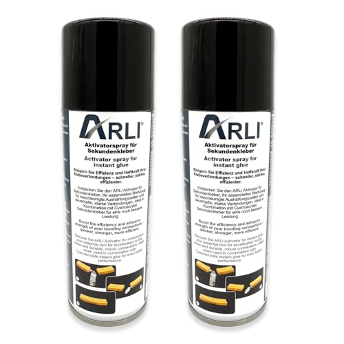 ARLI Aktivator Spray Aushärtungsbeschleuniger für Sekundenkleber 2x 200ml Aerosol Sprühdose ist geeignet für alle Schnellkleber auf Basis von Cyanacrylat sorgt für blitzschnelles Aushärten (2 Stück) von ARLI