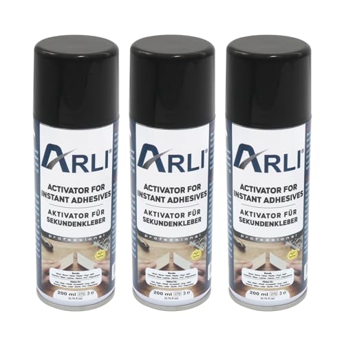 ARLI Aktivator Spray Aushärtungsbeschleuniger für Sekundenkleber 3x 200ml Aerosol Sprühdose ist geeignet für alle Schnellkleber auf Basis von Cyanacrylat sorgt für blitzschnelles Aushärten (3 Stück) von ARLI