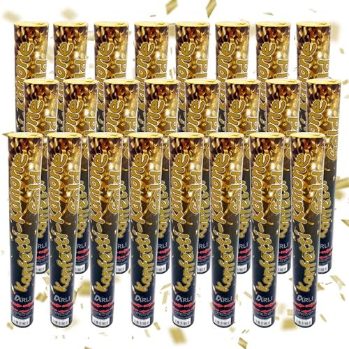 ARLI Partypopper XL 38cm – 10x Konfettikanonen Gold Konfetti-Kanone für Hochzeiten Geburtstage Party Silvester Popper Events | Konfettiregen Effekt Druckluftmechanismus Einfache Handhabung von ARLI