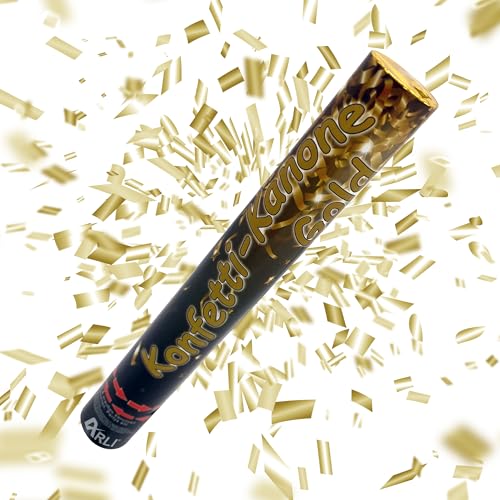 ARLI Partypopper XL 38cm – 10x Konfettikanonen Gold Konfetti-Kanone für Hochzeiten Geburtstage Party Silvester Popper Events | Konfettiregen Effekt Druckluftmechanismus Einfache Handhabung von ARLI