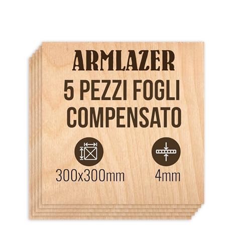 ARMLAZER Kompensiert 300 x 300 х 4 mm, 5 Stück, Holzplatten, Brandmalerei, Brett Modell Haus, DIY, handgefertigt, Sperrholzplatten zum Schneiden von ARMLAZER