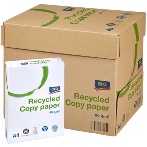 aro Recycling-Kopierpapier DIN A4, 80 g/m², grau, 100% Altpapier, 5 x 500 Blatt (2500 Blatt), für Laserdrucker & Tintenstrahldrucker, Home Office & Büro von aro