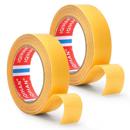 AROMUJOY Klebeband Doppelseitig, 2 Rolle 20m x 3cm Doppelseitiges Klebeband Dünn, Double Sided Tape Handreißbar Schmal, Doppelklebeband Stark Klebend für Papier, Metall, Kunststoff, Pappe, Holz von AROMUJOY