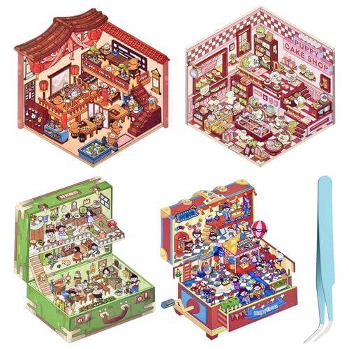 ARONRAVE 3D House Stickers, 3D Sticker Scene Stickers Cartoon DIY Ladenszenenaufkleber Szene zum Selbermachen von Supermarkt, Café, Restaurant für Erwachsene und Kinder von ARONRAVE