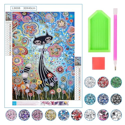 ARONRAVE Diamond Painting Kits, 5D Diamond Painting Katze Geschenke Diamond Painting Zubehör Full Bilder Diamond Diamond Painting Geschenke für 8 9 10 11 12 Jährige Mädchen von ARONRAVE