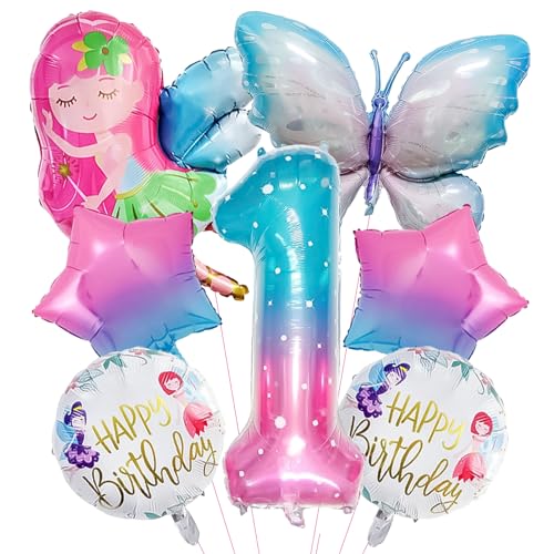 ARONRAVE Schmetterling Geburtstag Deko 1 Jahre Schmetterlinge Deko Geburtstag Mädchen Schmetterlings Stern Bunte Schmetterling Aluminiumfolie Ballons 1. Geburtstag für Schmetterling Themen Party von ARONRAVE