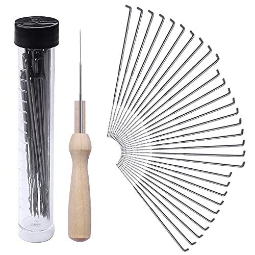 30PCS Filznadeln Set, ARPDJK 3 Größen Filzen Nadeln mit Filz Holzgriff Werkzeug und 1 Transparente Flasche, Anfänger Filzstich Stanzwerkzeug für DIY Spielzeug Handwerk - Dick/Mittel/Fein von ARPDJK