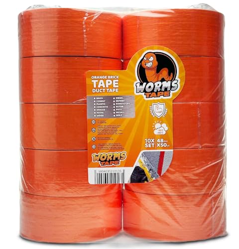 ARPON Profi Putzband 48mm x 50 Yard - Fassadenband für grobe Oberflächen - Klebeband zur Verwendung im Innen- und Außenbereich - Abklebeband UV-beständig - Universal Worms Tape Made in EU von ARPON