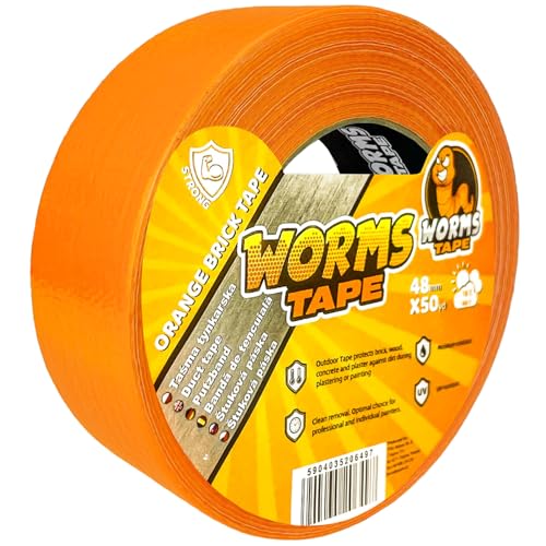 ARPON Profi Putzband 48mm x 50 Yard - Fassadenband für grobe Oberflächen - Klebeband zur Verwendung im Innen- und Außenbereich - Abklebeband UV-beständig - Universal Worms Tape Made in EU von ARPON