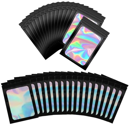 100 Stück Baggies Baggys Mylar Bags, Wiederverschließbare Beutel Mylar Beutel, Mylar zum Aufbewahren von Süßigkeiten, Schmuck, Lebensmittel Aufbewahrung (Schwarz 6 * 10cm) von ARROMI