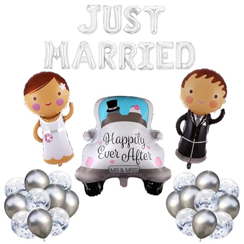 Just Married Dekorationen, Just Married Banner, Just Married, Hochzeit Party Dekoration, Hochzeit Luftballons, Braut und Bräutigam Ballons, Romantische Luftballons, Hochzeit Party Dekoration von ARROMI