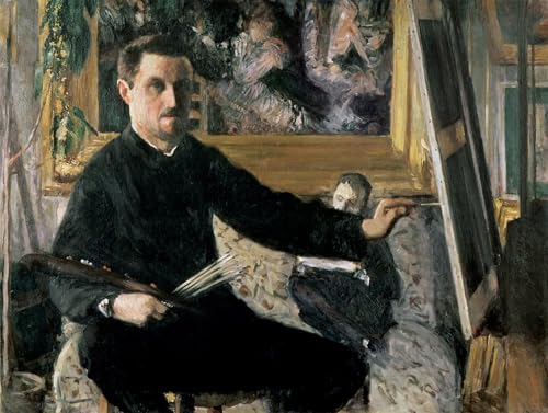 ARRTTLSS Grafti Leinwanddruck Kunst Poster Auf Leinwand Kunstdruck Selbstporträt mit Staffelei von Gustave Caillebotte Berühmte Gemälde für Wohnzimmerdekoration 60x90cm von ARRTTLSS