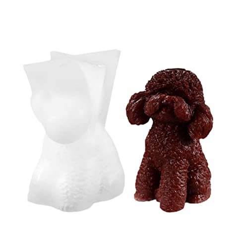 3D-Hunde-Kerzenform, Welpen-Silikon-Kerzenform, Tier-Pudel-Seifenform, Silikon-Eiswürfel-Hundeform für Schokoladen-Süßigkeiten-Fondant-Form-Kuchen-Dekorationswerkzeug (3D-Teddyform) von ARSBORUI