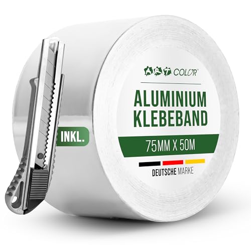 ART COLOR Aluminium Klebeband 75mm x 50m – Hitzebeständiges Alu Klebeband für Abdichtung & Reparaturen, wasser- und dampfdicht von ART COLOR