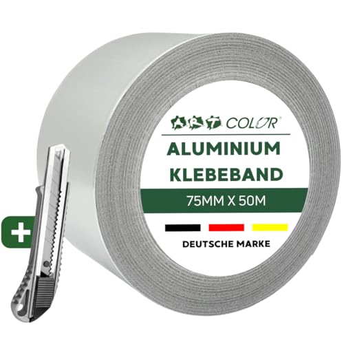 ART COLOR Aluminium Klebeband 75mm x 50m – Hitzebeständiges Alu Klebeband für Abdichtung & Reparaturen, wasser- und dampfdicht von ART COLOR